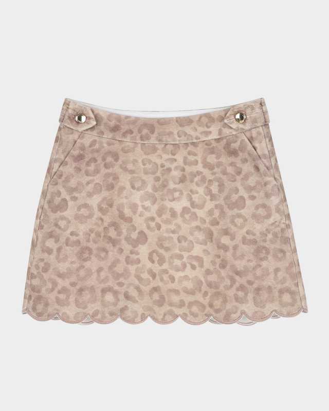 Girl's Animal-Print Velvet Mini Skirt, Size 4-